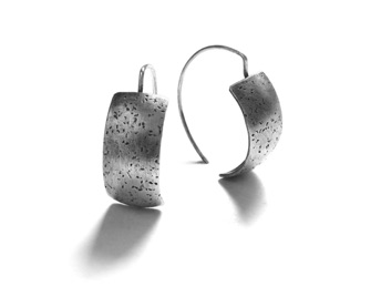 STIPPLE $90-sterling silver earrings with stippled texture (3/4" long not including ear wire)